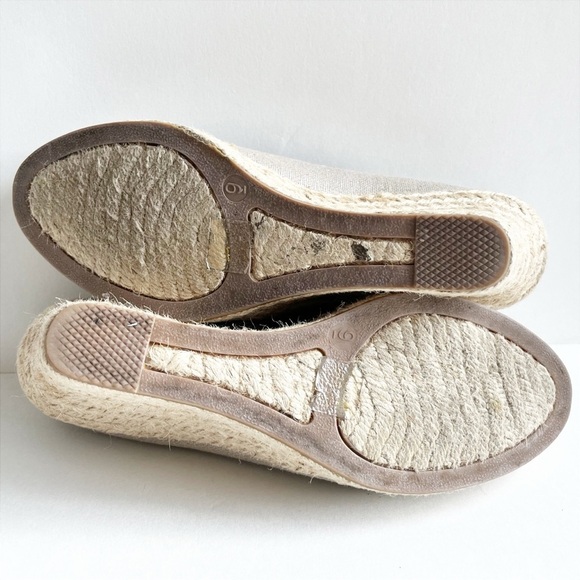 J. Crew Seville Metallic Espadrille Wedges 9 canvas neutral heels summer shoes - Picture 8 of 13